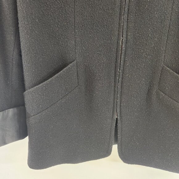Beechers Brook Wool Zip Up Blazer Faux Leather Collar Sleeves - Size 6 - Picture 4 of 10